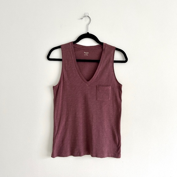 Madewell V-Neck Tank Top with Pocket Plum Purple Sleeveless Size XXS - Picture 1 of 10